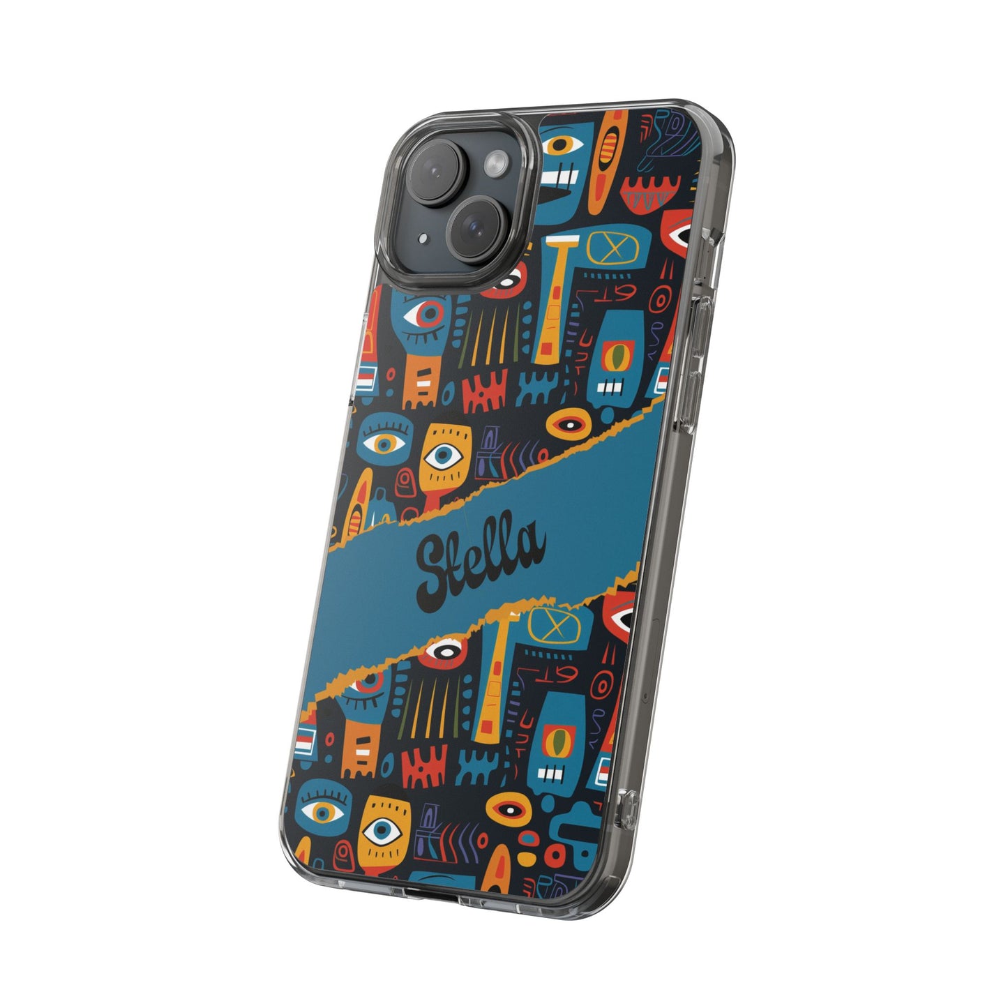 Phone Case — Colorful Abstract Faces Clear Impact-Resistant Case