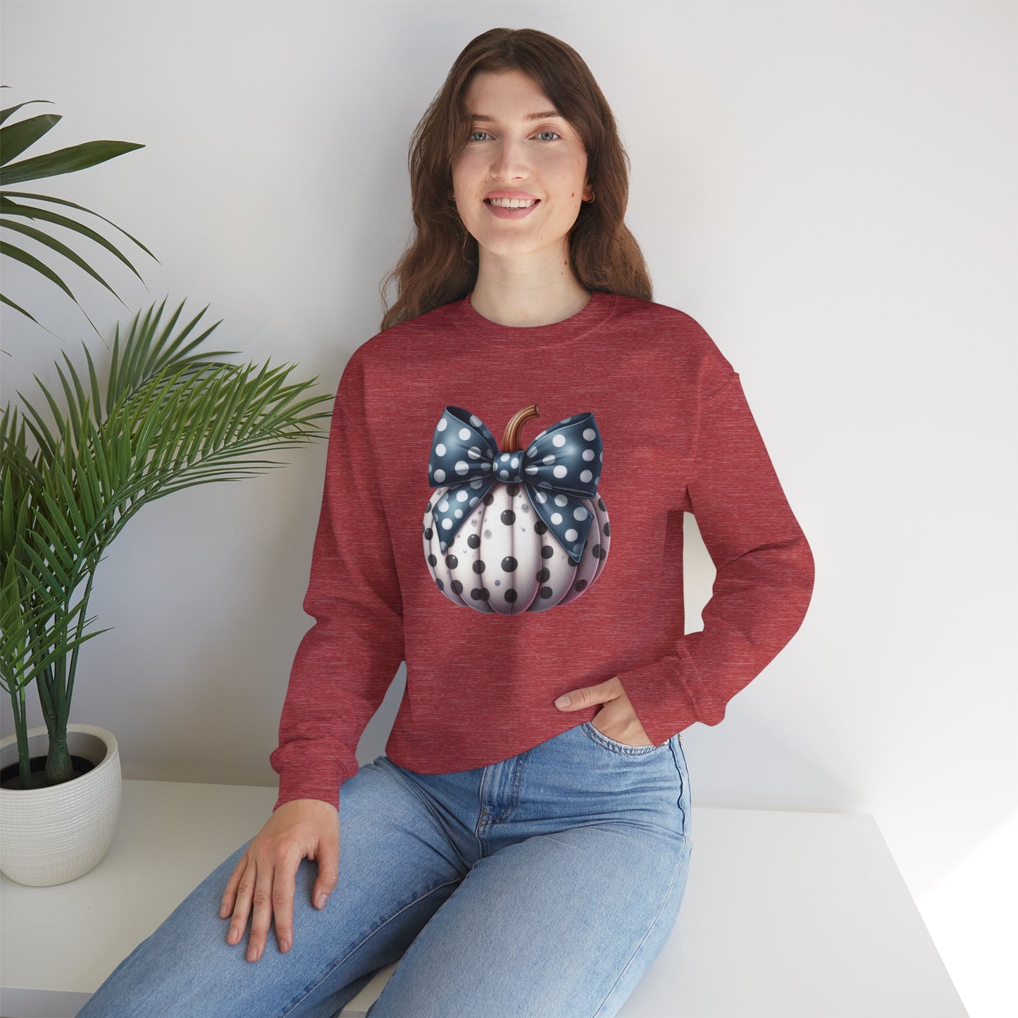 Polka Dot Pumpkin Charm Unisex Heavy Blend™ Crewneck Sweatshirt