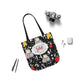Personalized Black Composition Book Inspired Canvas Tote Bag with Colorful Straps, Cute School Bag, Eco-Friendly Tote, Back to School Shopping Bag, Teacher Gift Idea