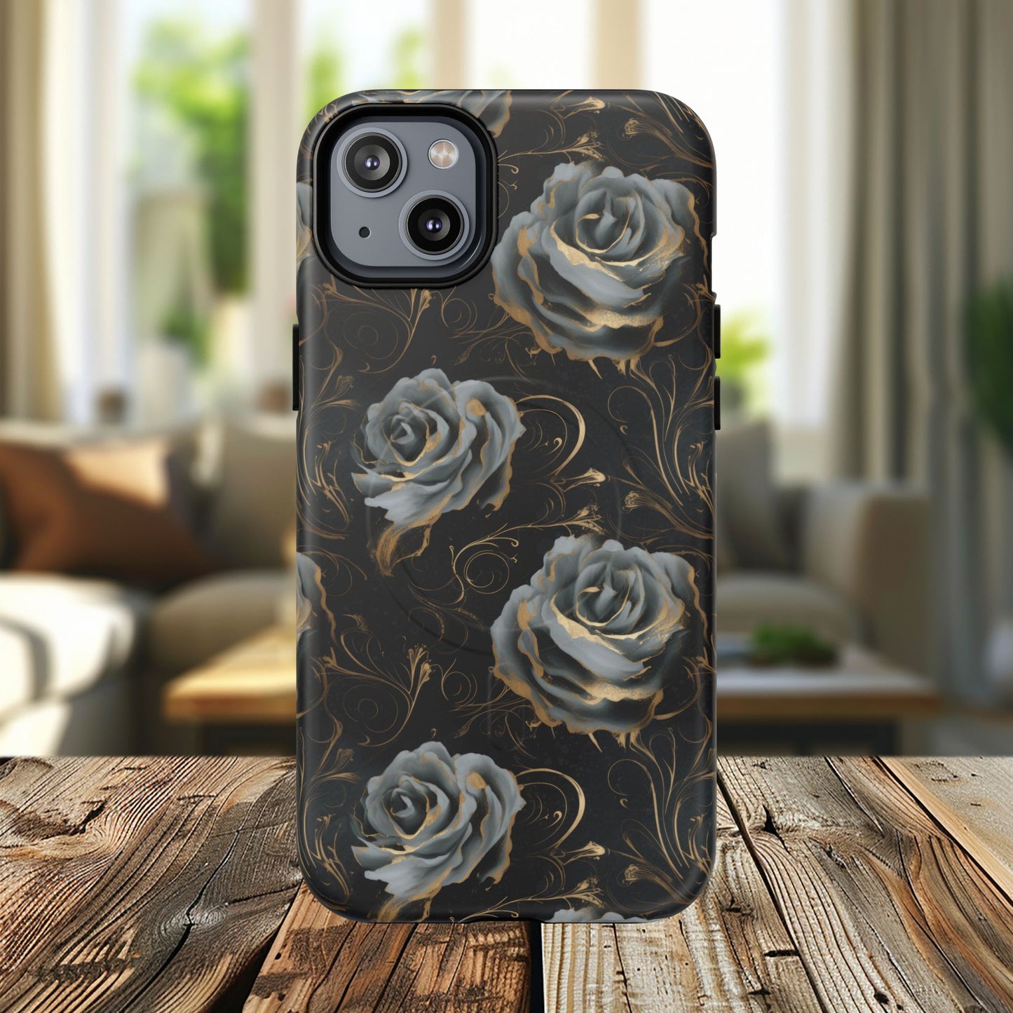 Midnight Bloom Tough iPhone Magnetic Cases,  iPhone 14, iPhone 15, iPhone 16, Pro, Pro Max, Plus MagSafe Case, Protective Tech Accessories, Gift for Her, Floral Design