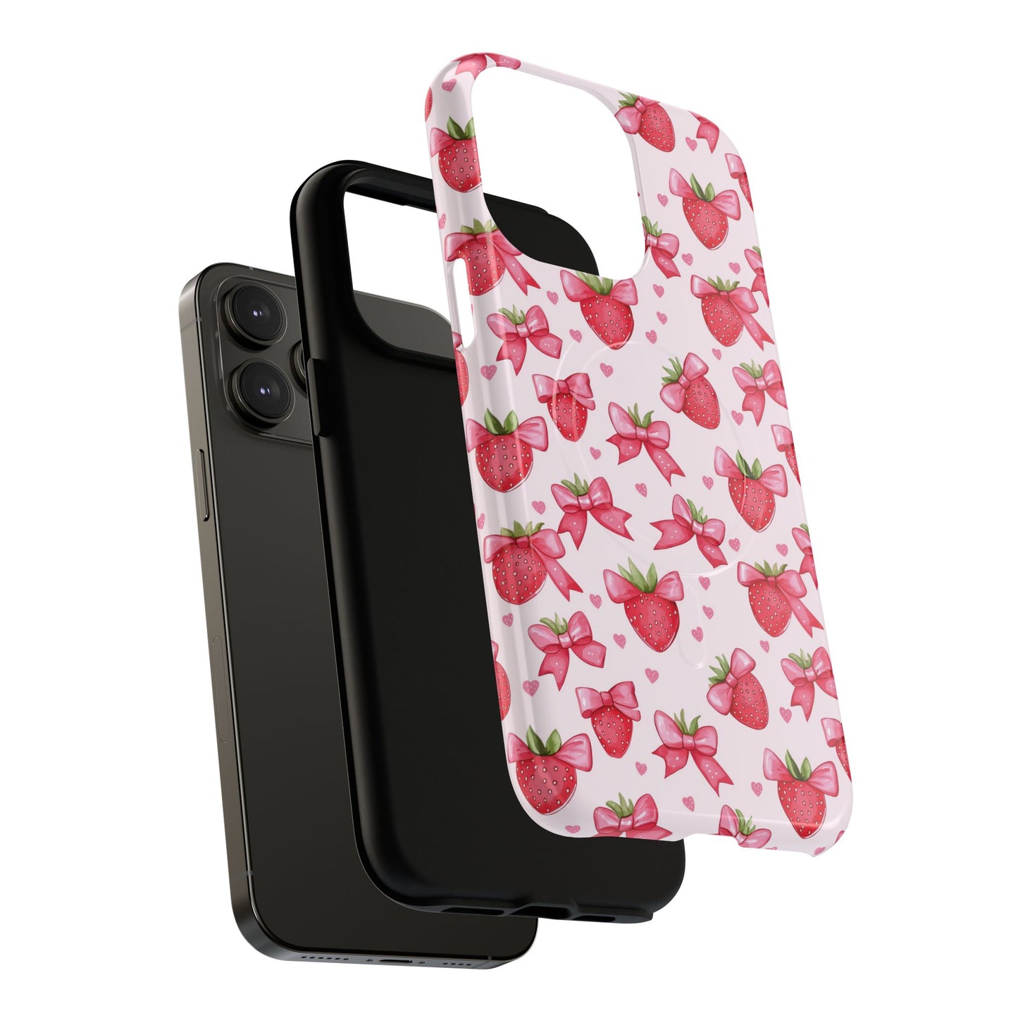 Strawberry Coquette Sweetheart Magnetic iPhone Case, Cute iPhone Cover, Gift for Her, Floral Tech Accessory, Stylish Protection, Mother's Day Gift