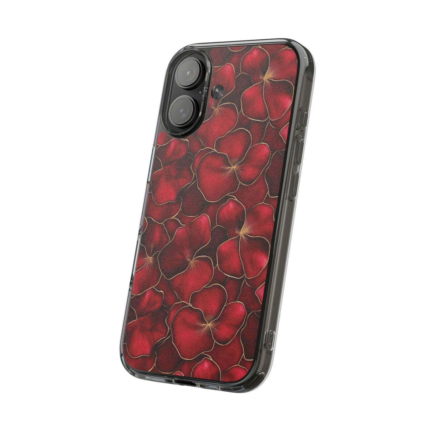 Velvet Petal Noir Floral Petal Clear Impact-Resistant iPhone and Samsung Case.