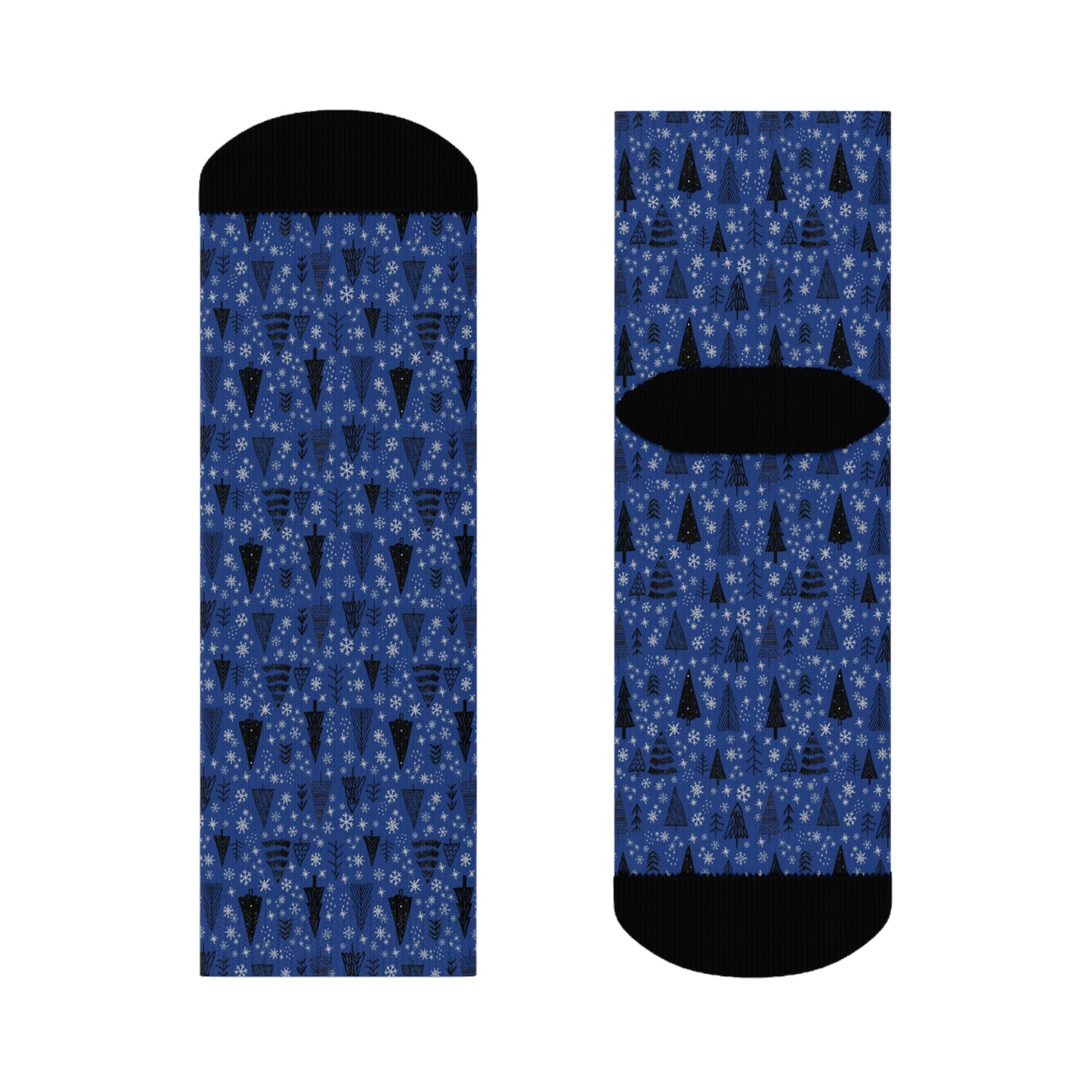 Winter Wonderland Navy Crew Socks - Soft & Elastic Polyester/Spandex Blend - One Size Fits All