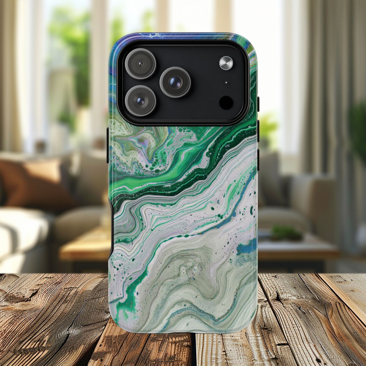 Marbled Tough iPhone Case, Magnetic Protector, Stylish Tech Accessory, Durable iPhone Cover, Unique Gift Idea