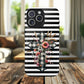 Grace in Bloom Tough Magnetic iPhone Case with Floral Cross Design, Boho iPhone Cover, Striped iPhone Case, Unique Religious Gift, Trendy Cell iPhone Accessory.