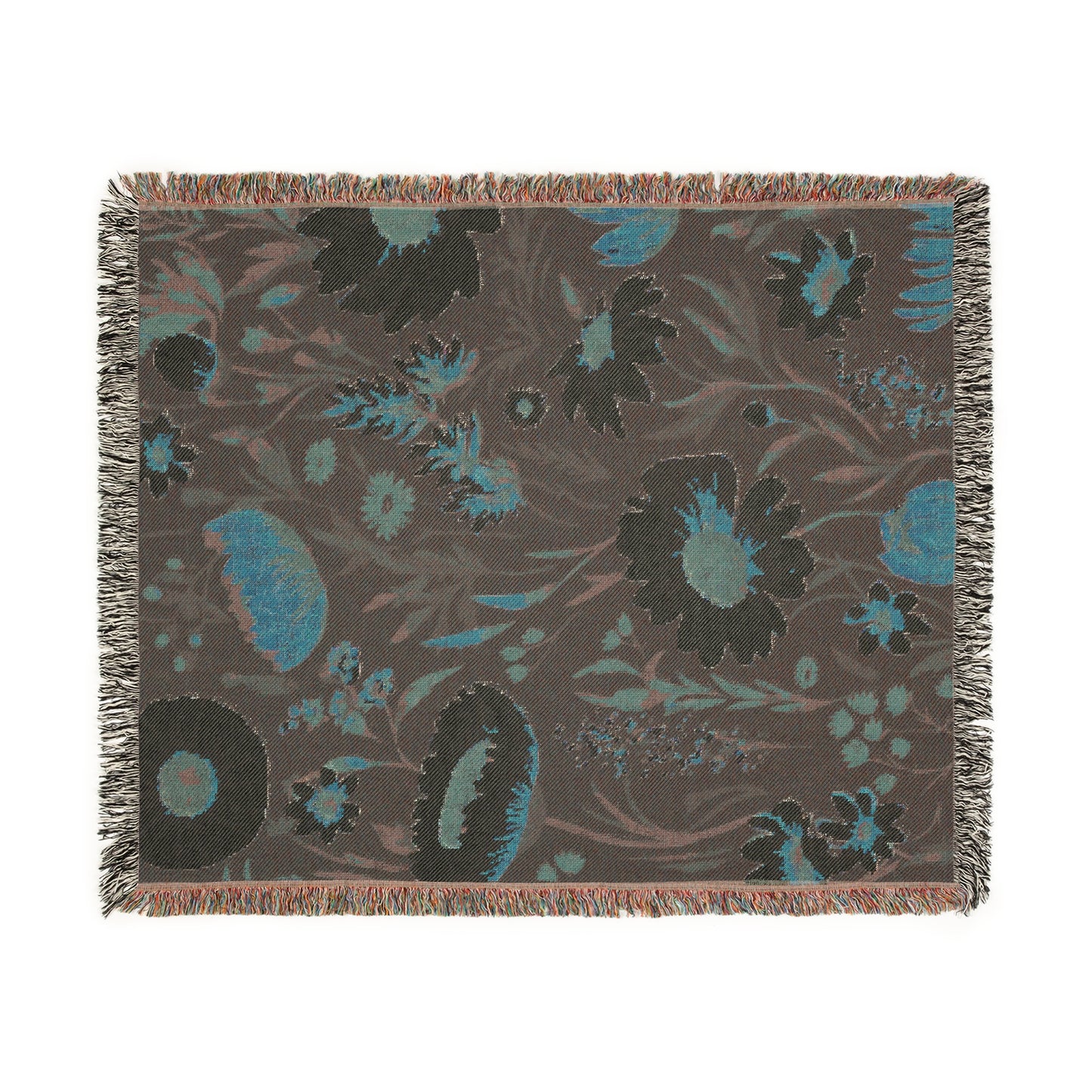 Blossom Elegance: Noir Garden Tapestry Woven Blanket