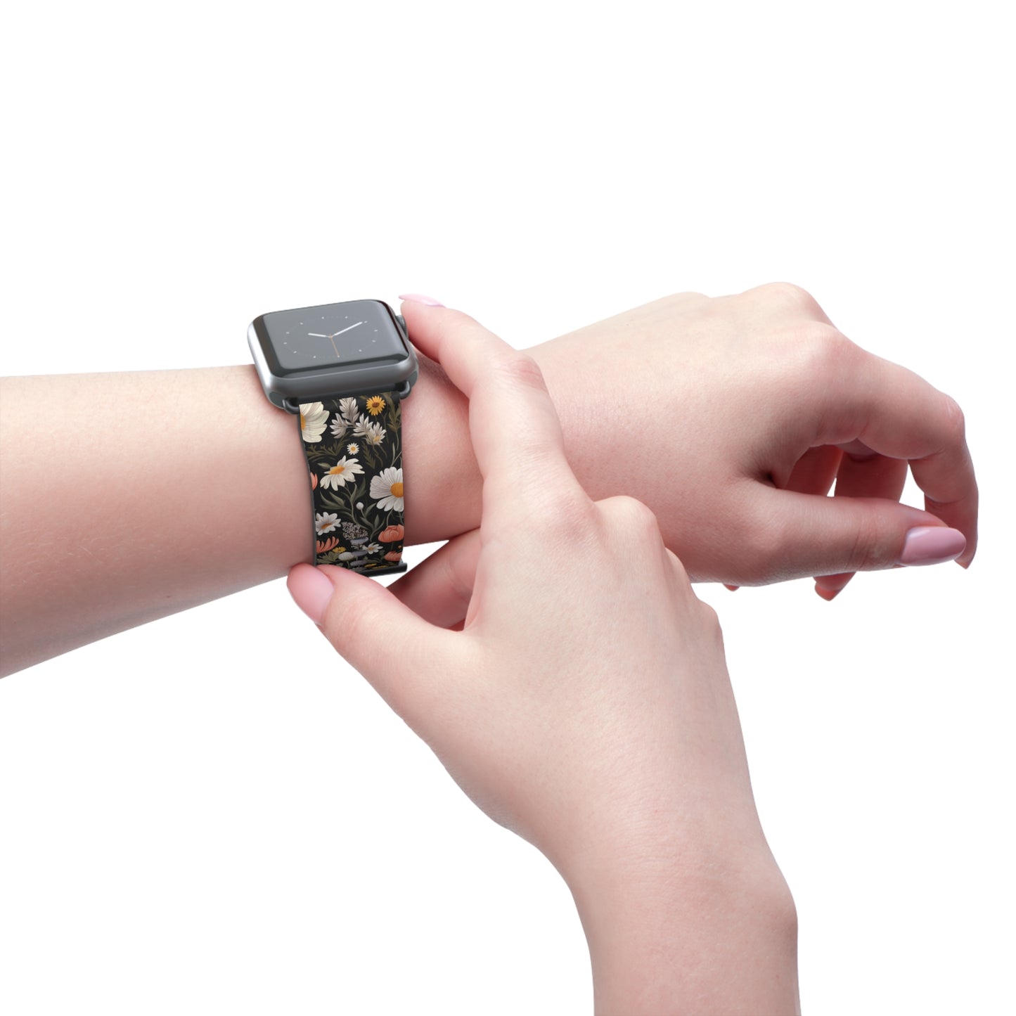 Blossom Elegance: Noir Garden Floral Watch Band - Stylish Floral Design for Smartwatches