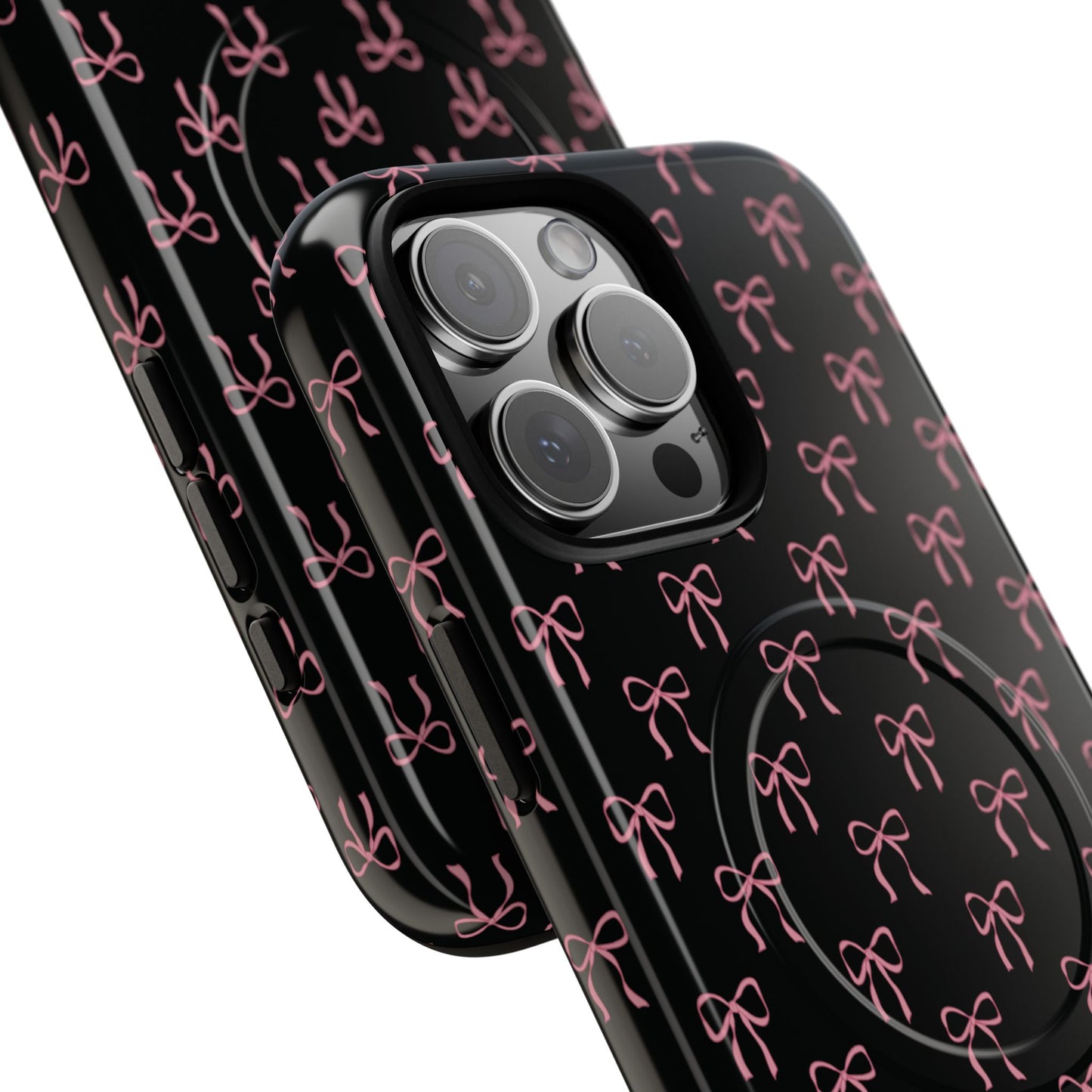 Coquette Chic Bow-Patterned Tough Magnetic iPhone Case, Stylish Gift for Her, Protective iPhone Cover, Trendy Accessory, iPhone Birthday Gift, Fashionable Tech