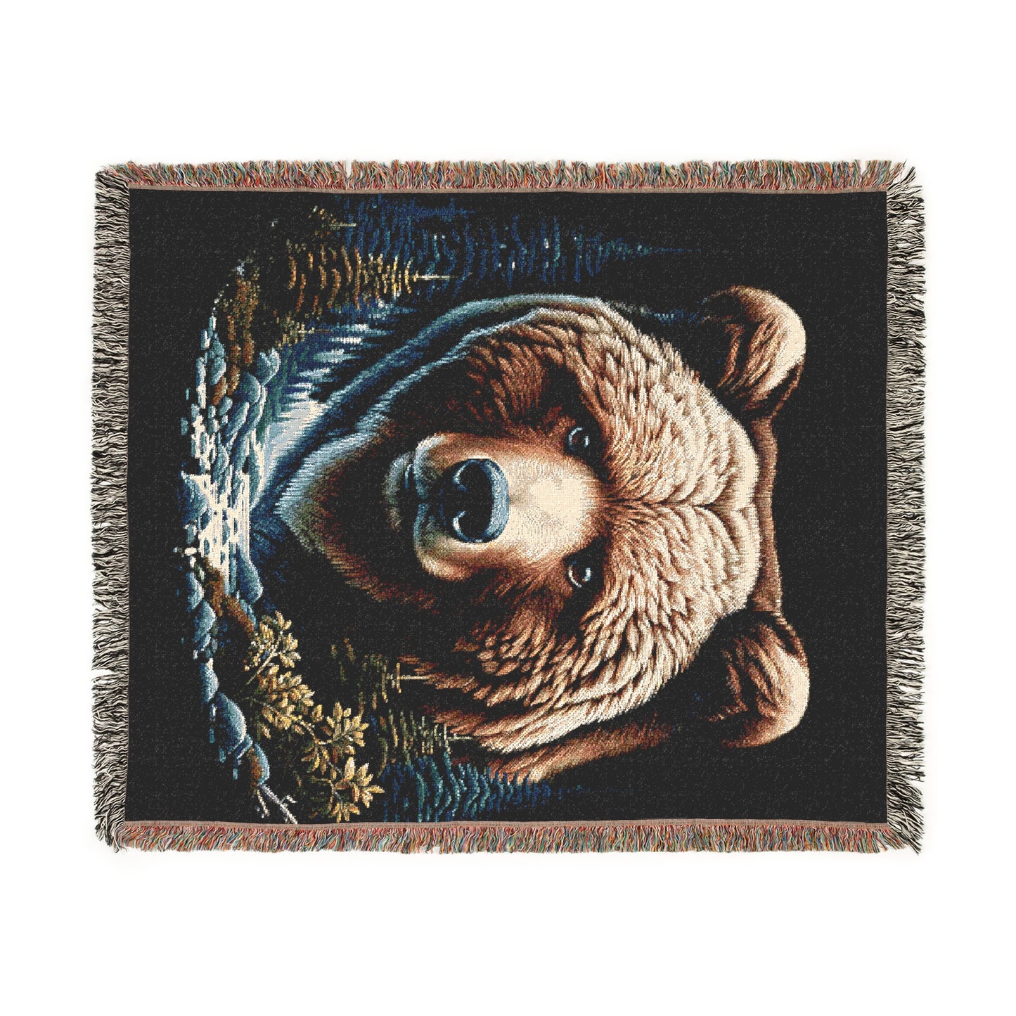 A Bear Illustration Tapestry Woven Blanket