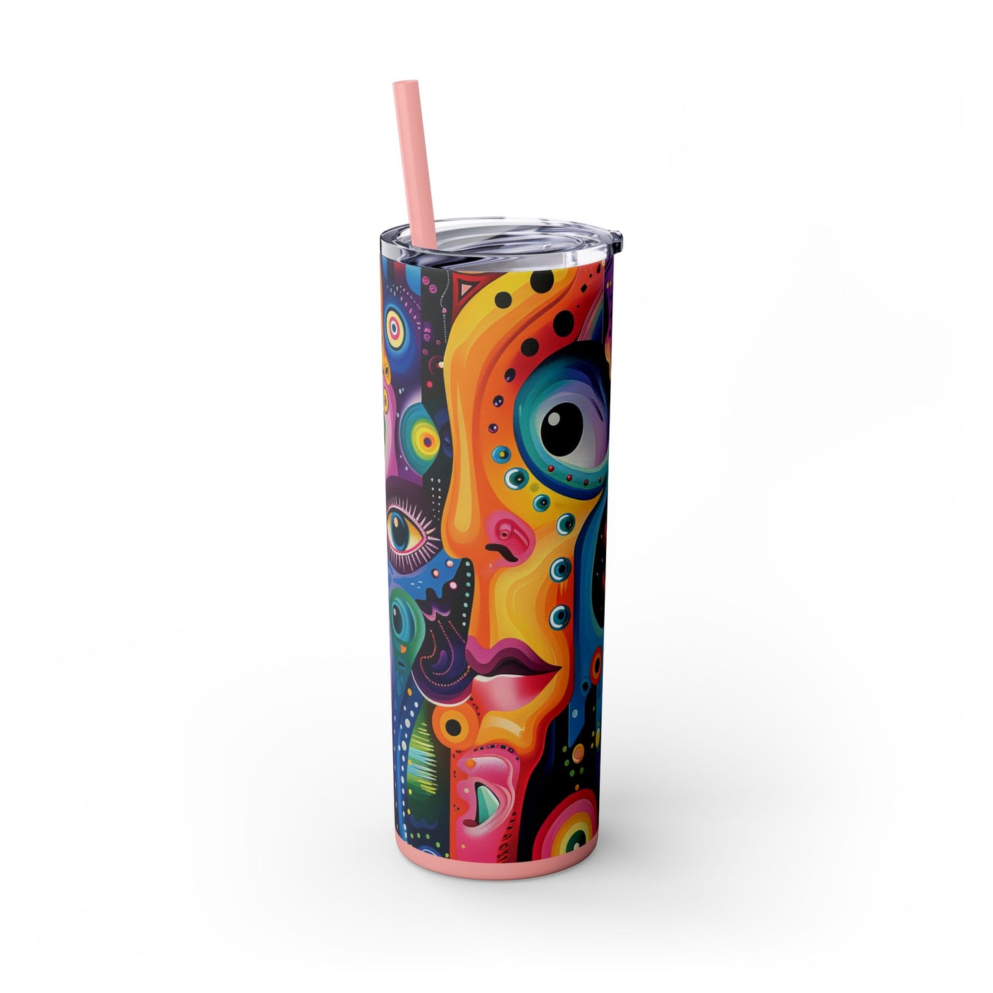 Psychedelic Visions Skinny Tumbler with Straw, 20oz