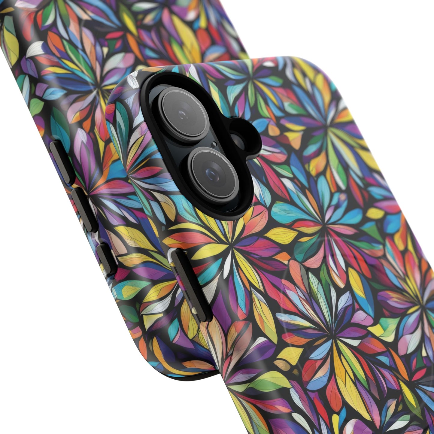 Prism Petal Burst Tough Magnetic iPhone Case, Colorful iPhone Case, Unique Gift for Flower Lovers, Stylish stained Glass Accessory