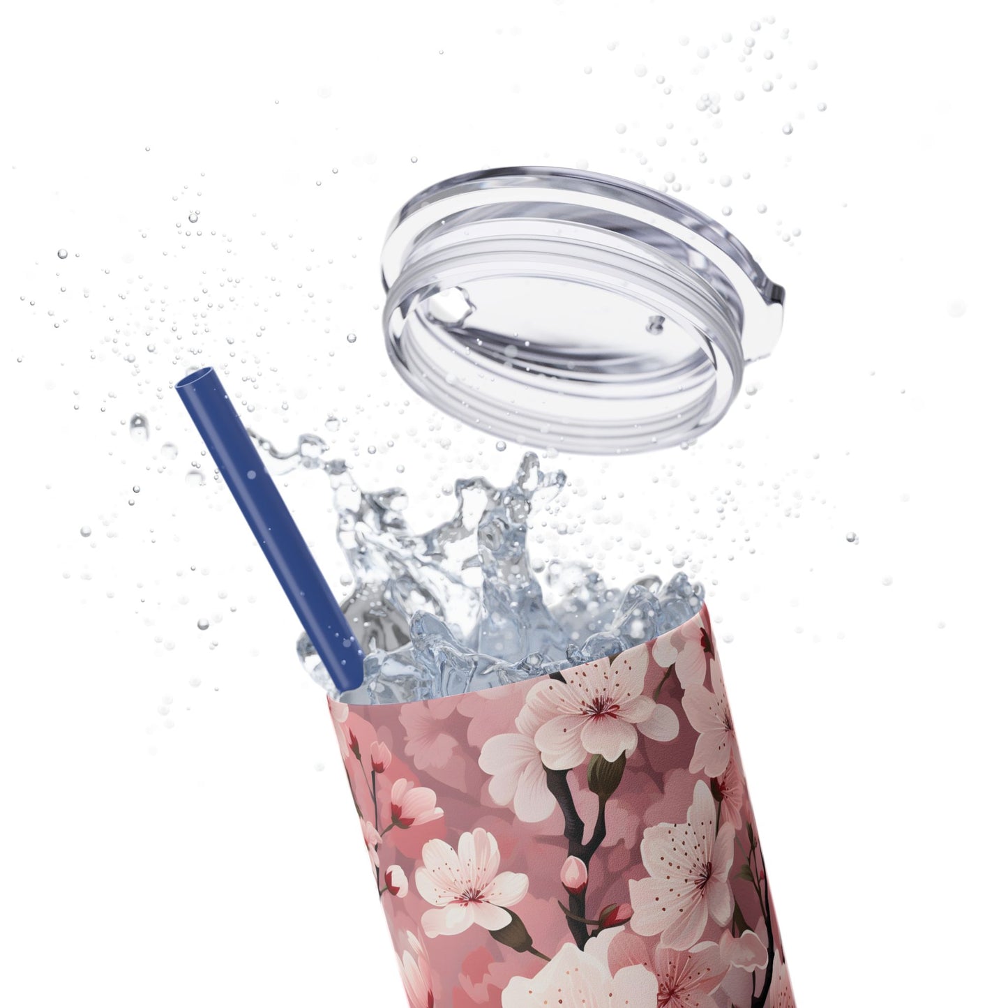 Cherry Blossom Skinny Tumbler with Straw - 20oz Floral Drinkware