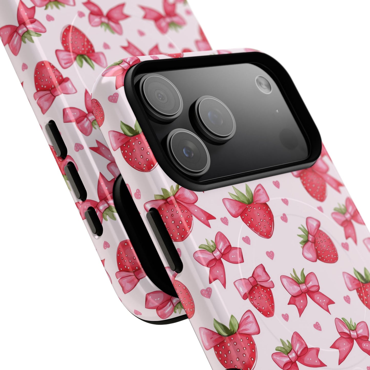 Strawberry Coquette Sweetheart Magnetic iPhone Case, Cute iPhone Cover, Gift for Her, Floral Tech Accessory, Stylish Protection, Mother's Day Gift