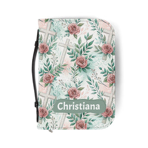 Floral Cross Bible Cover - Personalized Christian Journal Sleeve| Baptism | Christening | Anniversary | Birthday Gifts.