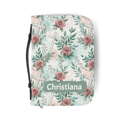 Floral Cross Bible Cover - Personalized Christian Journal Sleeve| Baptism | Christening | Anniversary | Birthday Gifts.