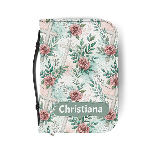 Floral Cross Bible Cover - Personalized Christian Journal Sleeve| Baptism | Christening | Anniversary | Birthday Gifts.
