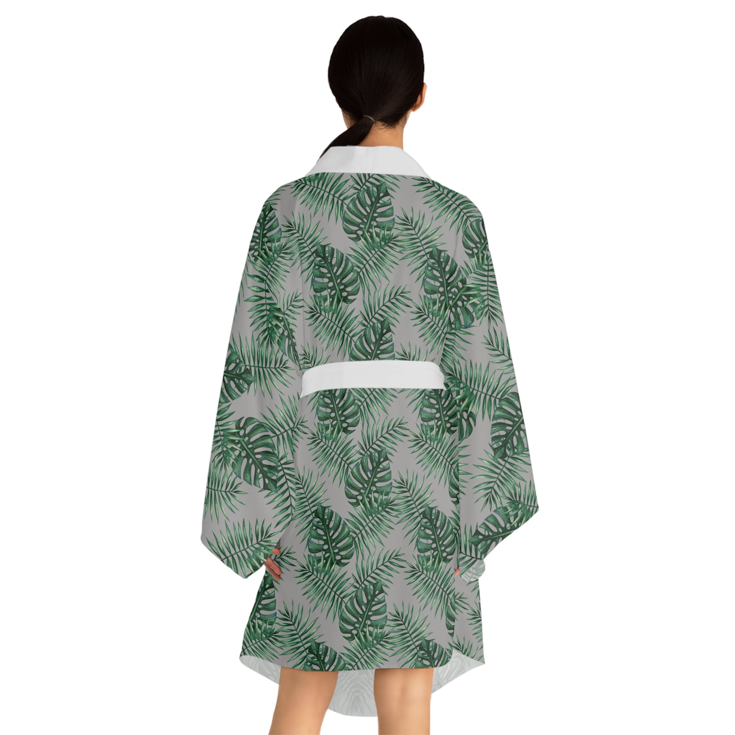 Grey Tropical Bliss Serenity Kimono Robe (AOP)