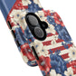 Personalized Stars, Stripes & Petals Tough Magnetic MagSafe Case, Patriotic Cover, Floral Design, Durable Protection, Gift for Her, Summer Vibes