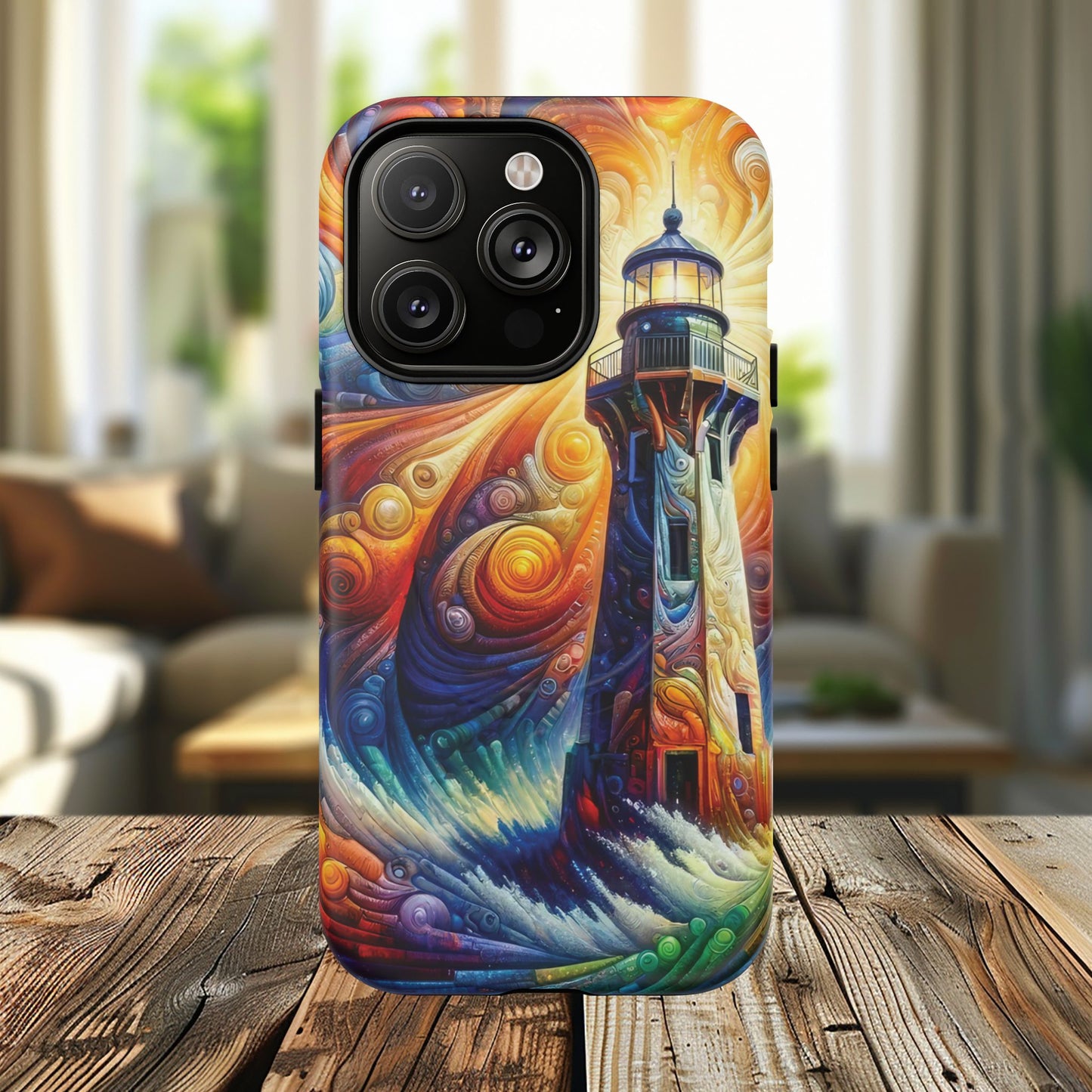 Vibrant Lighthouse Magnetic iPhone Case, Durable Protection for Everyday Adventure, Gift for Nature Lovers, Colorful iPhone Cover