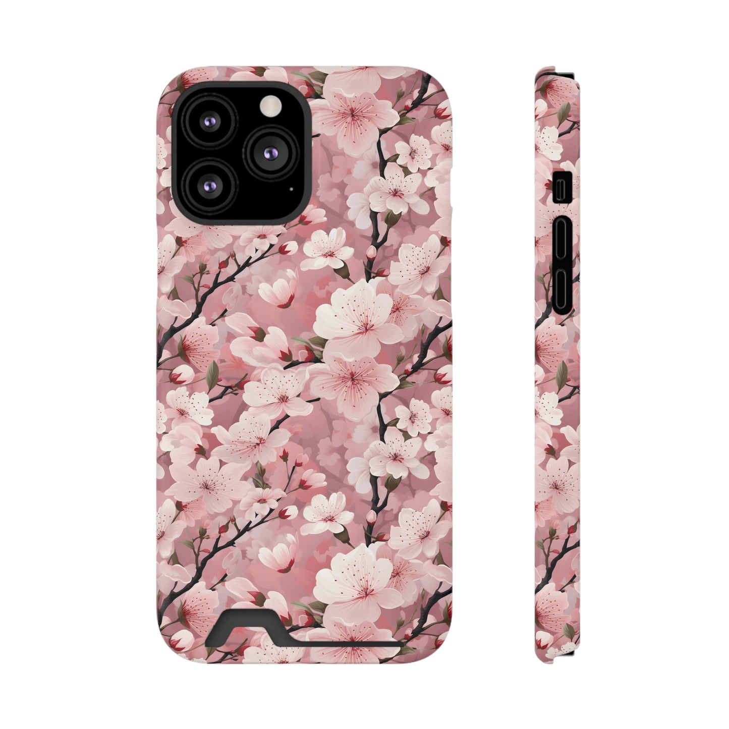 Cherry Blossom iPhone and Samsung Case With Card Holder