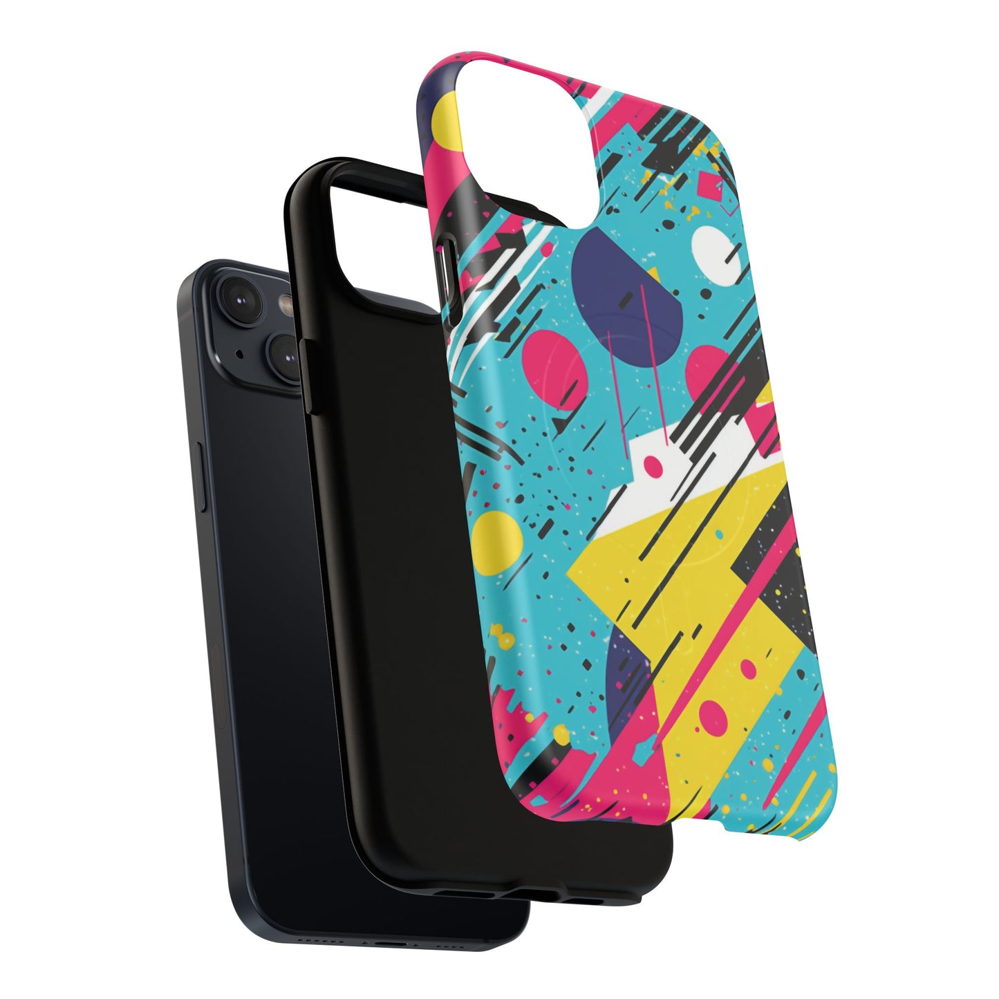 Retro Pop Vibes Magnetic iPhone Case with Abstract Design, Tough iPhone Cover, iPhone Accessory, Gift for Tech Lovers, Trendy iPhone Protector