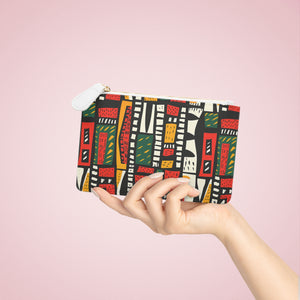 Tribal Harmony Colorful Geometric Mini Clutch Bag - Abstract Pattern Pouch for Everyday Use