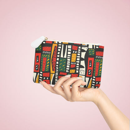 Tribal Harmony Colorful Geometric Mini Clutch Bag - Abstract Pattern Pouch for Everyday Use