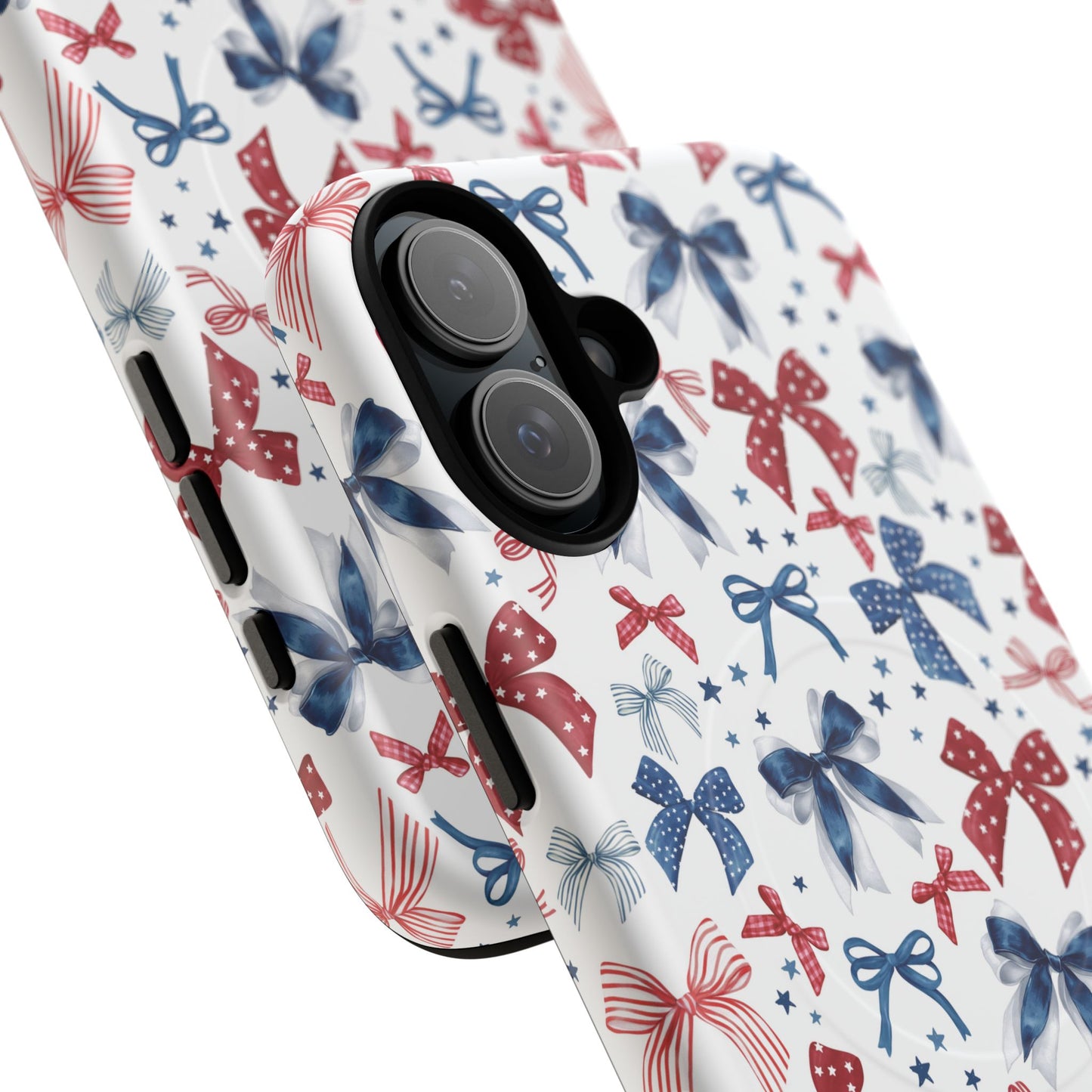 Patriotic Coquette Tough iPhone Magnetic Case, Stylish Gift for Her, Summer Celebrations, Cute Bow Design