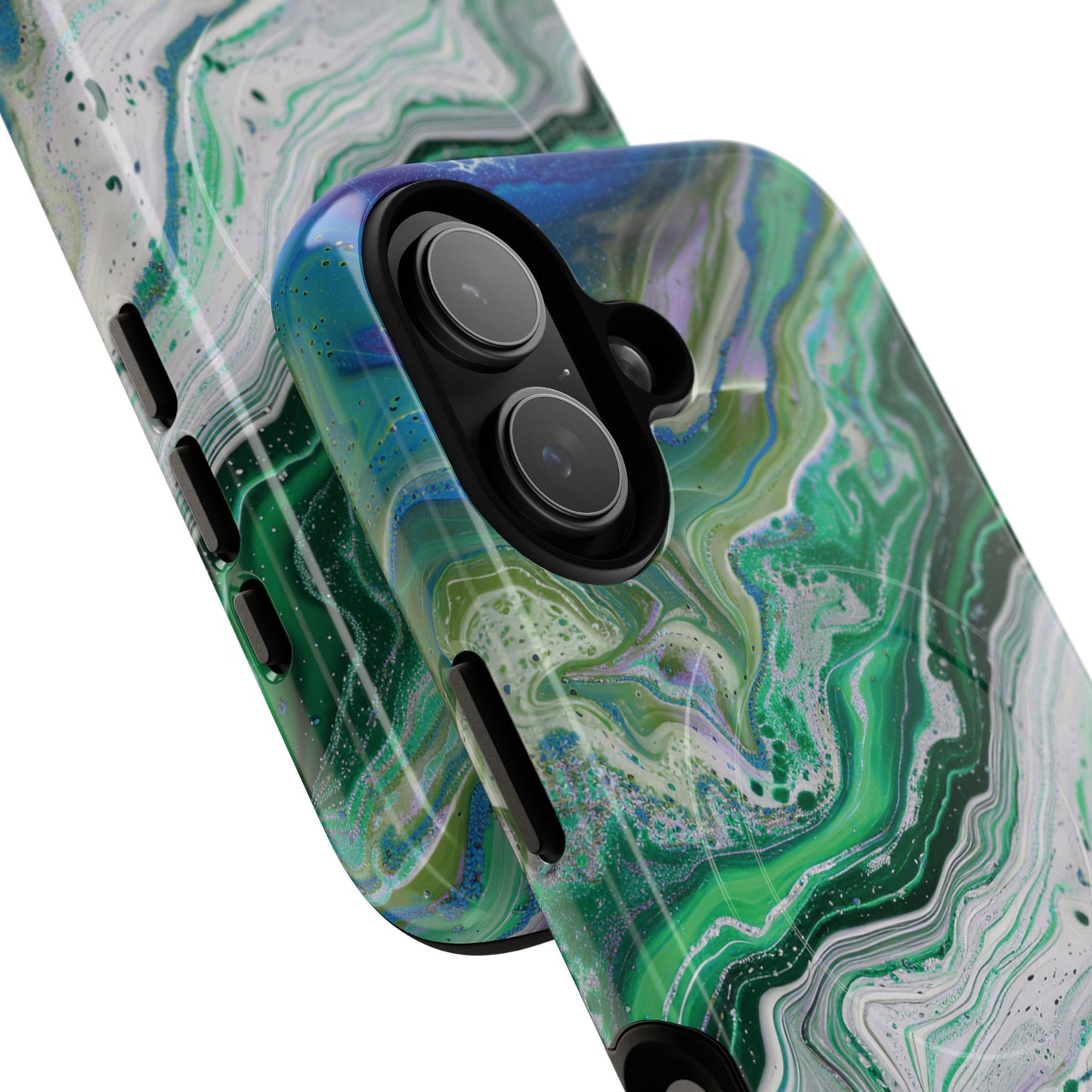 Marbled Tough iPhone Case, Magnetic Protector, Stylish Tech Accessory, Durable iPhone Cover, Unique Gift Idea