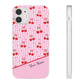 Personalized Cherry Blossom Dreams Flexi Case — Pink Retro Cherry iPhone® 7/8, 11, 12, 13, 14, 15, 16, 17, X/XS, SE, XR, Mini, Pro, Pro Max, Plus Cases.