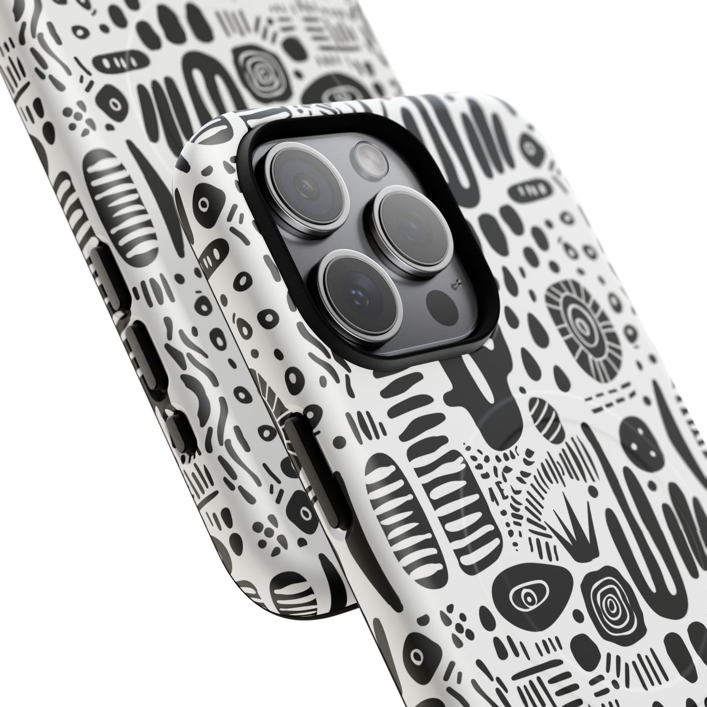 Abstract Monochrome Tough Magnetic iPhone Cases, Stylish Phone Cover, Durable Phone Protector, Modern Tech Accessories, Unique Gift Ideas