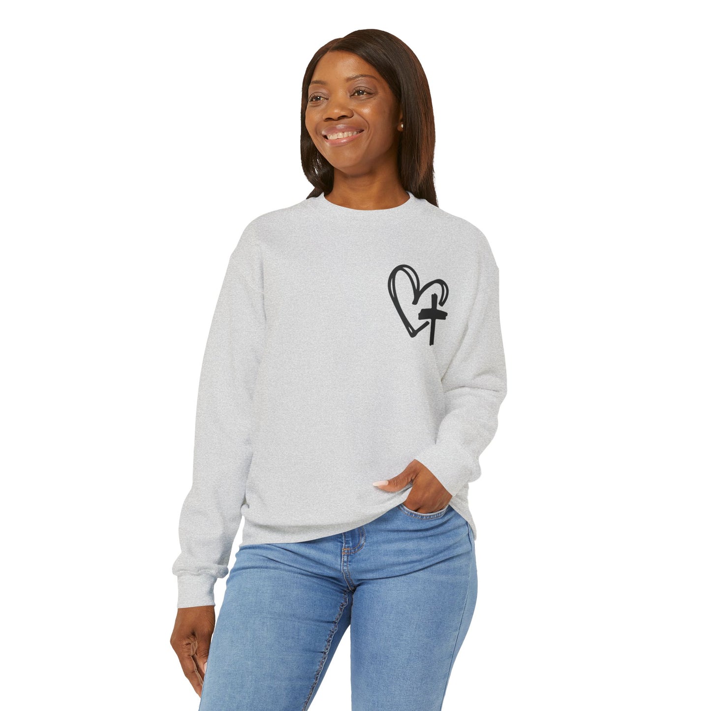 Faith and Floral Cross Unisex Heavy Blend Crewneck