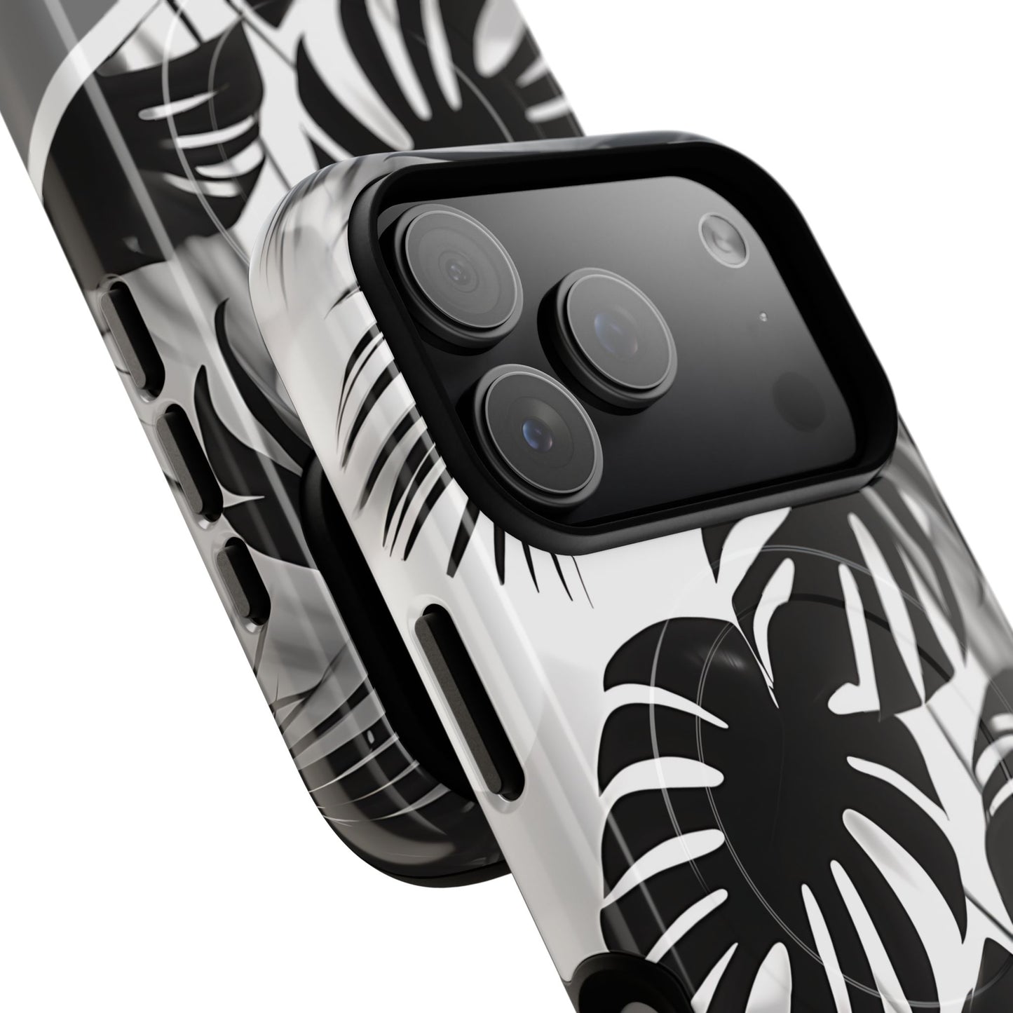 Personalized Monochrome Monstera Tropical Phone Case - Tough Magnetic MagSafe® Cases, Gifts for Nature Lovers, Stylish Phone Accessories, Gifts for Her.