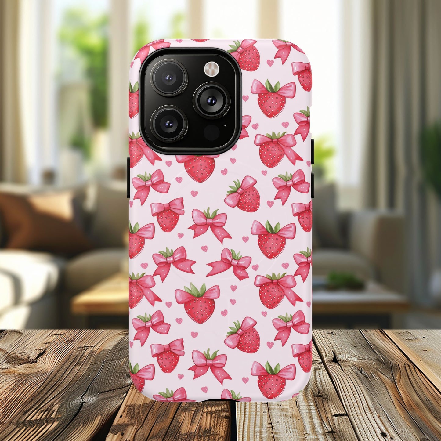 Strawberry Coquette Sweetheart Magnetic iPhone Case, Cute iPhone Cover, Gift for Her, Floral Tech Accessory, Stylish Protection, Mother's Day Gift