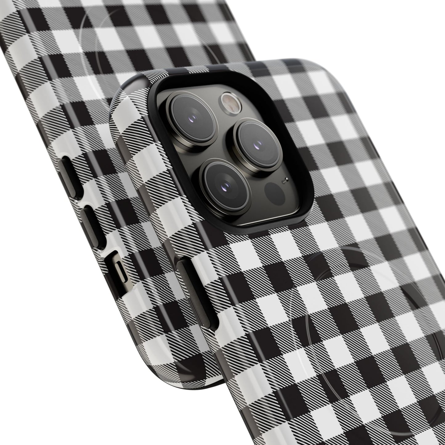 Black and White Gingham Phone Case, Tough Magnetic Cases, Stylish Phone Cover, Gift for Her, Trendy Phone Accessory, Checkered Print