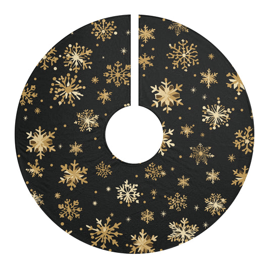 Black and Gold Snowflake Elegance Christmas Tree Skirts