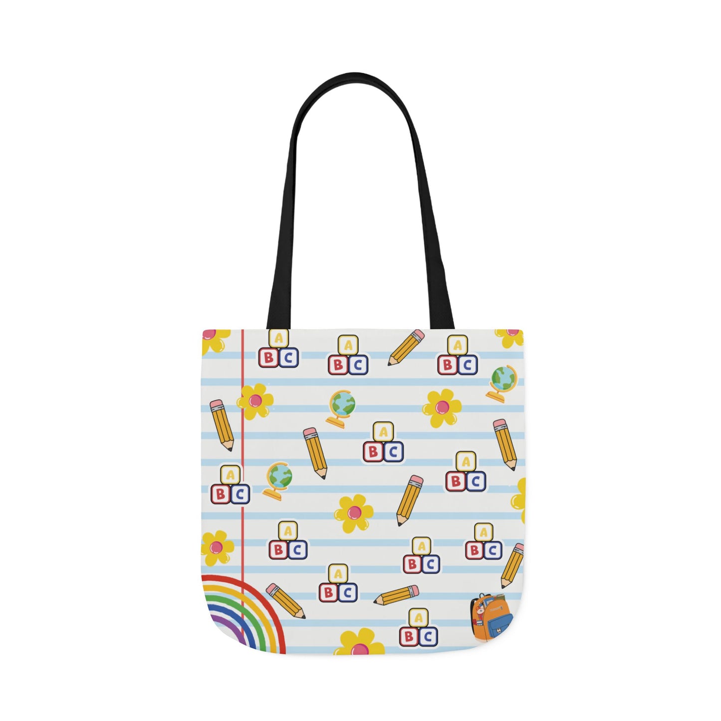 Personalized White Schoolyard Chic Composition Book Inspired Canvas Tote Bag with Colorful Straps, Cute School Bag, Eco-Friendly Tote, Back to School Shopping Bag, Teacher Gift Idea