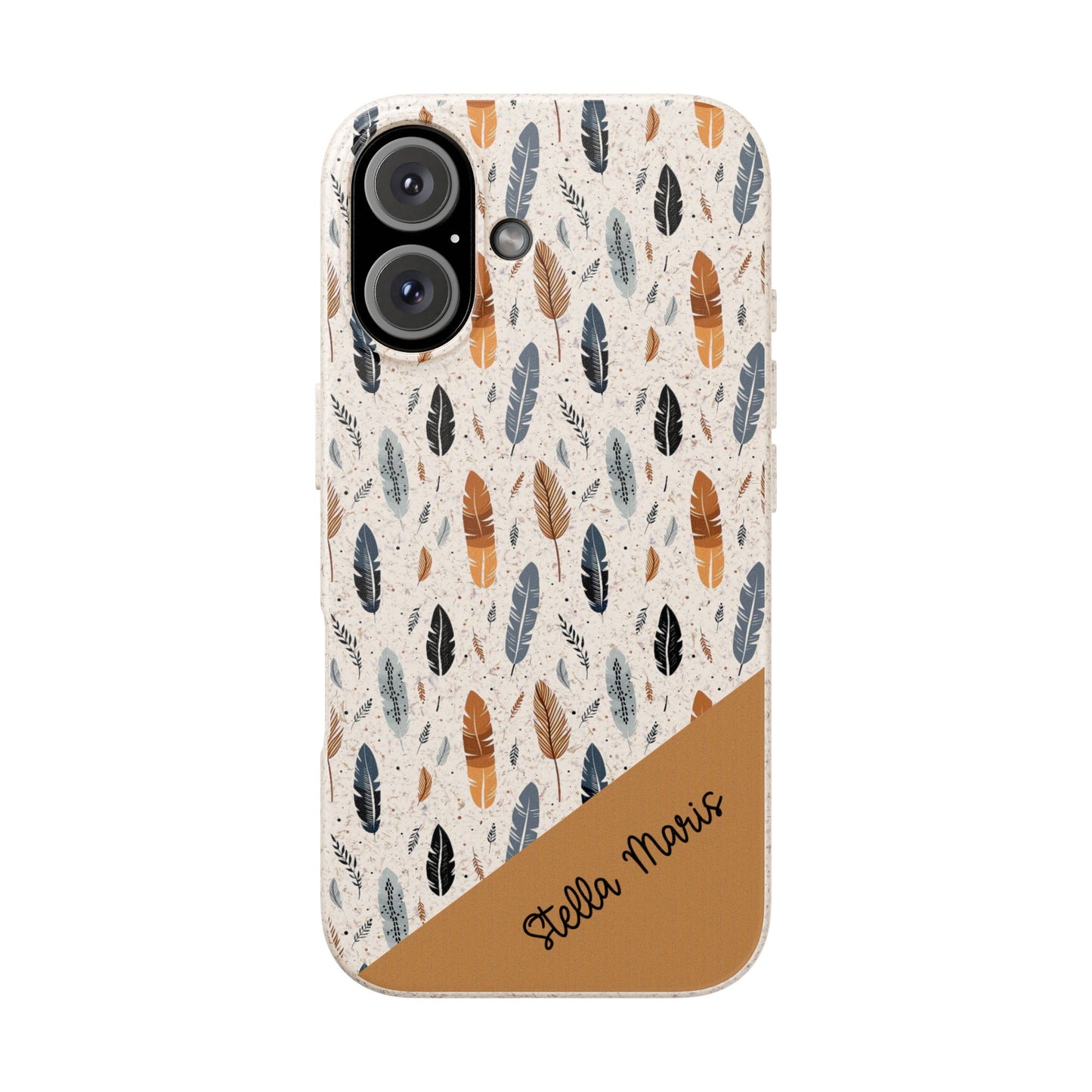 Personalized Whispering Feathers Samsung and iPhone Biodegradable Case, Custom Name Case.