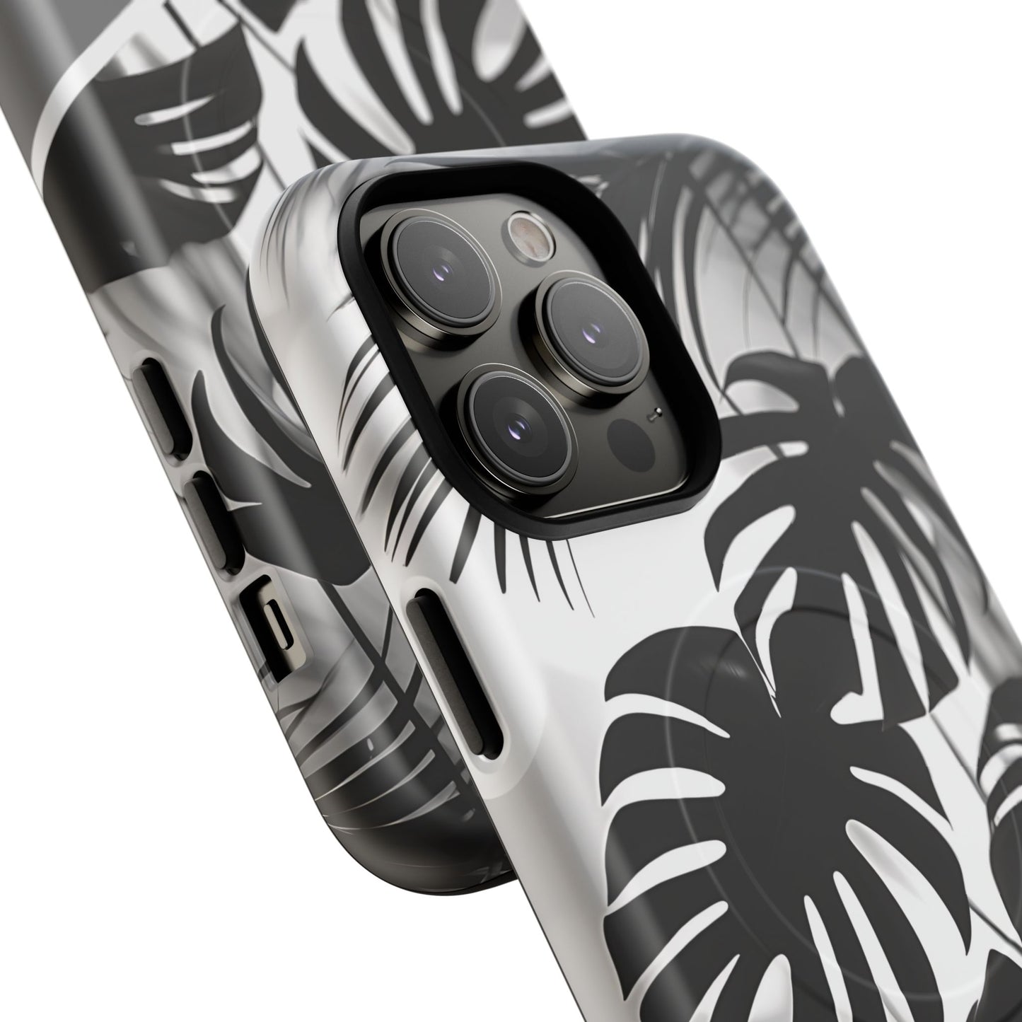 Personalized Monochrome Monstera Tropical Phone Case - Tough Magnetic MagSafe® Cases, Gifts for Nature Lovers, Stylish Phone Accessories, Gifts for Her.