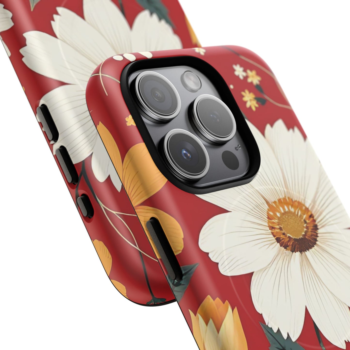 Floral Fusion Tough Magnetic Phone Case | Flower Design, Durable Protective Cover, Gift for Her, Spring Style, Unique Phone Accessory.