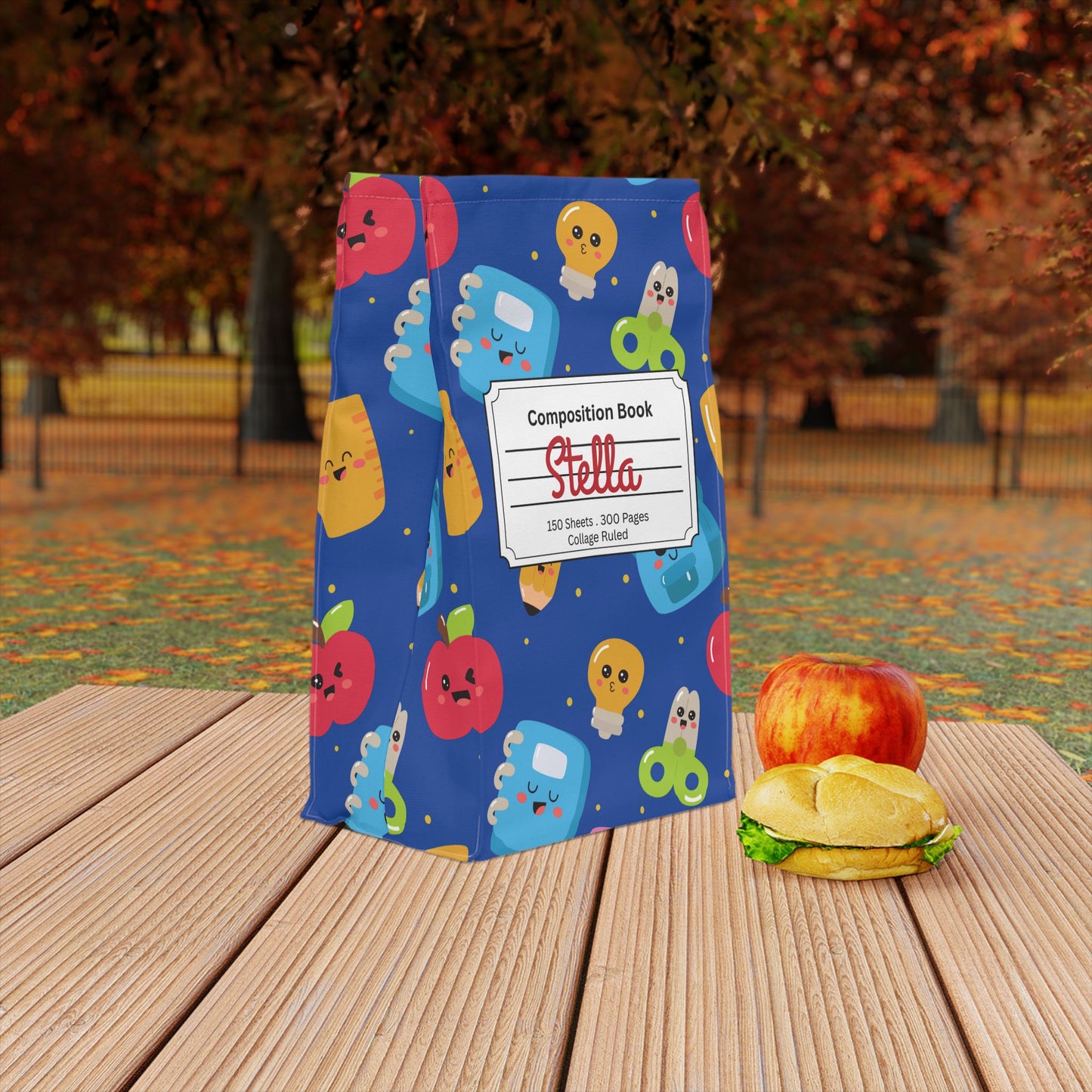 Custom Blue Kawaii Composition Book Inspired Stylish Polyester Lunch Box for Kids - Perfect for School, Picnics, or Snacks | Personalized ABC Design, Back to School, Family [...]