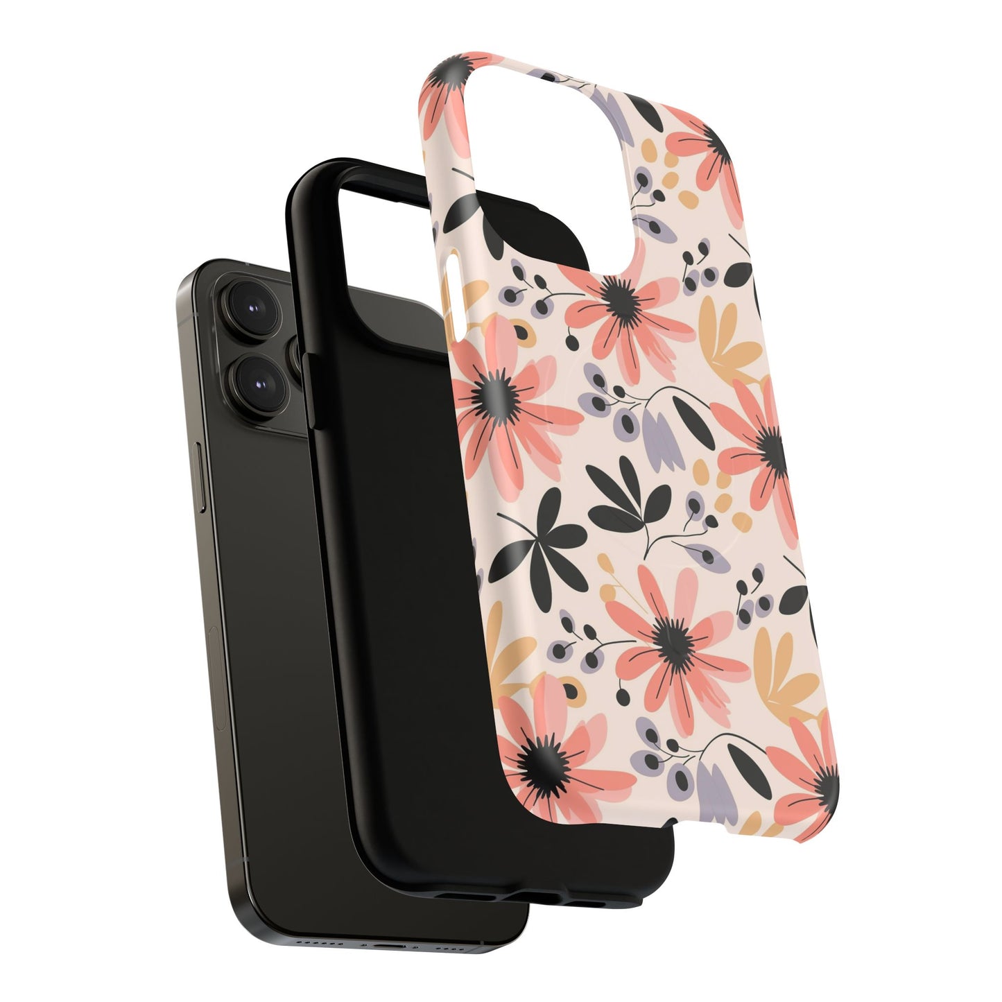 Stylish Soft Petal Noir iPhone Case, Floral iPhone Accessory for Her, Tough iPhone Magnetic Cases, Trendy iPhone Cover, Gift for Friends, Summer Vibes
