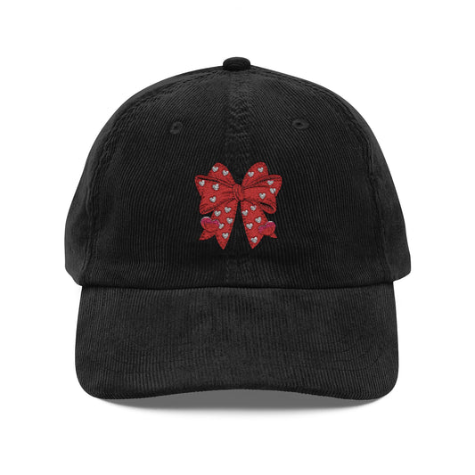Vintage Coquette Embroidery Corduroy Cap