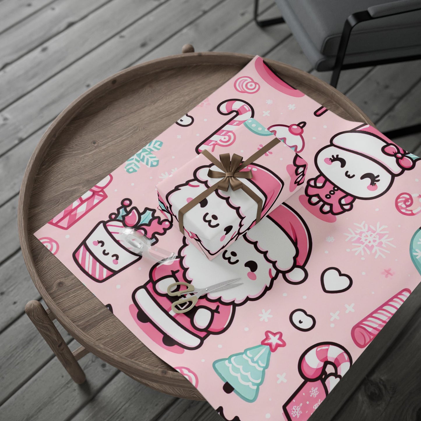 Wrapping Papers - Pink Santa Claus Holiday Collection - Matte or Glossy Finish - 90gsm Paper