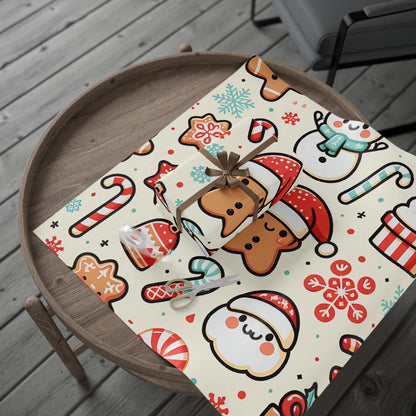 Wrapping Papers - Cream Ginger Bread Holiday Collection - Matte or Glossy Finish - 90gsm Paper