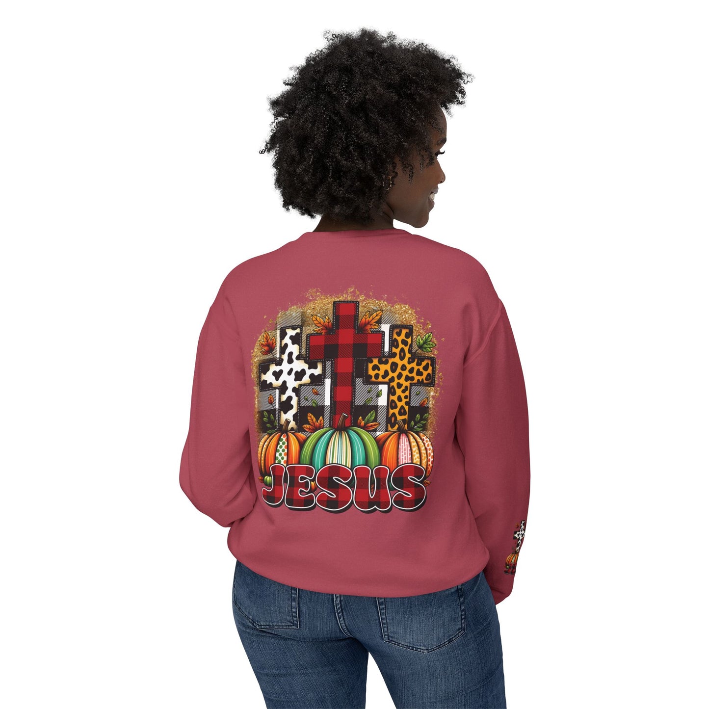 Faithful Harvest Cross Unisex Lightweight Crewneck Sweatshirt