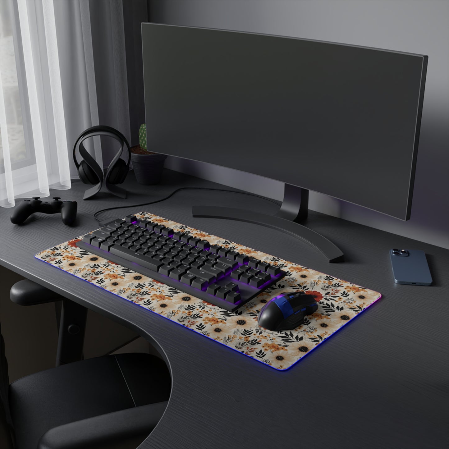 Boho Chic Floral LED Gaming Mouse Pad