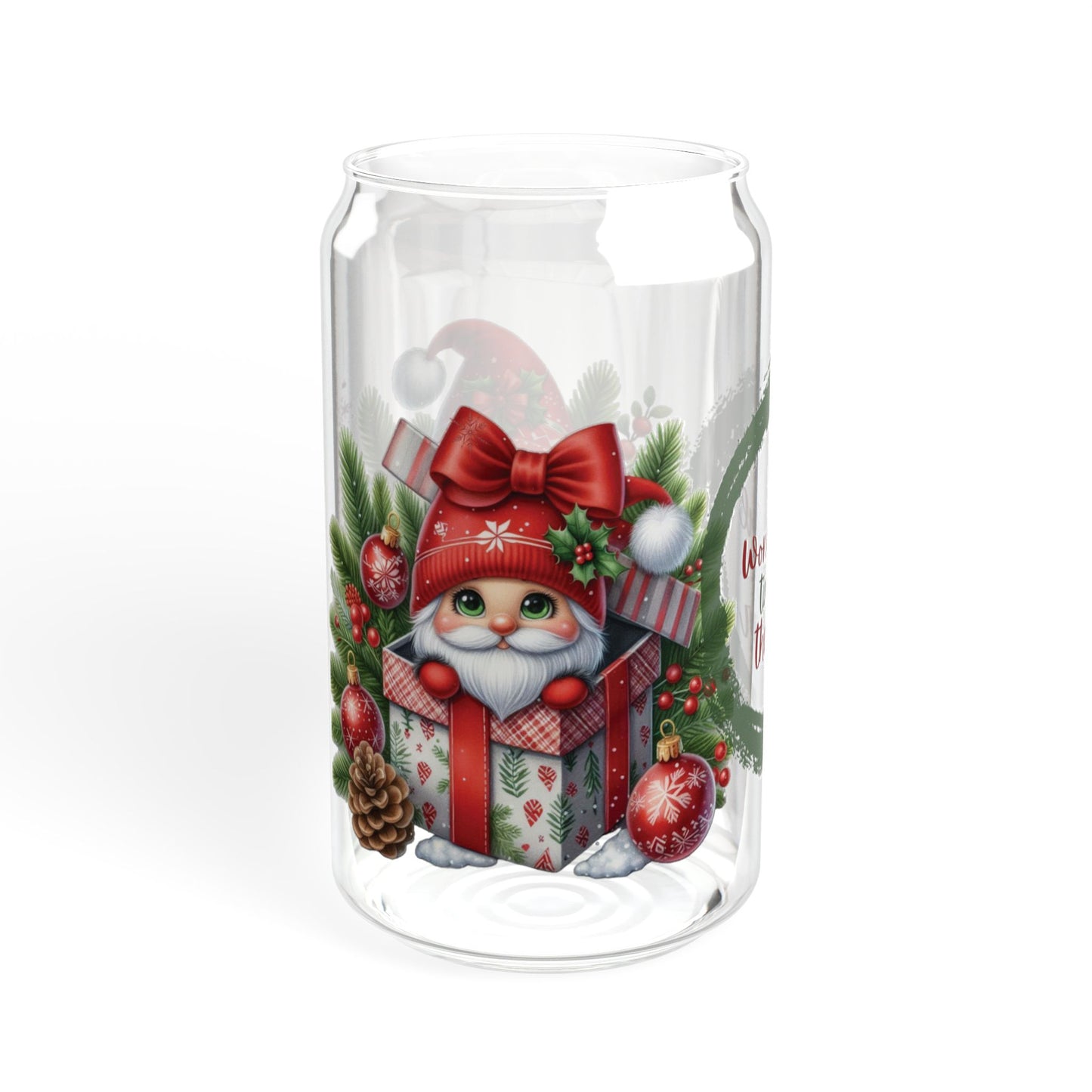 Christmas Gnome Sipper Glass, 16oz