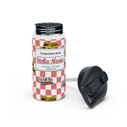 Personalized Red Schoolyard Chic Inspired Stainless Steel Water Bottle for Kids, Eco-Friendly Drinkware, Back to School, Teacher Gifts