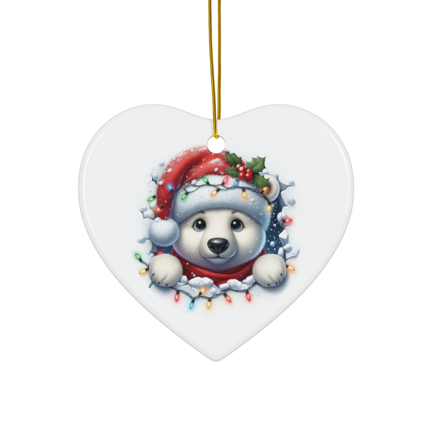 Polar Bear Ceramic Ornaments, 2-Side Print, (1pc, 3pcs, 5pcs, 10pcs)